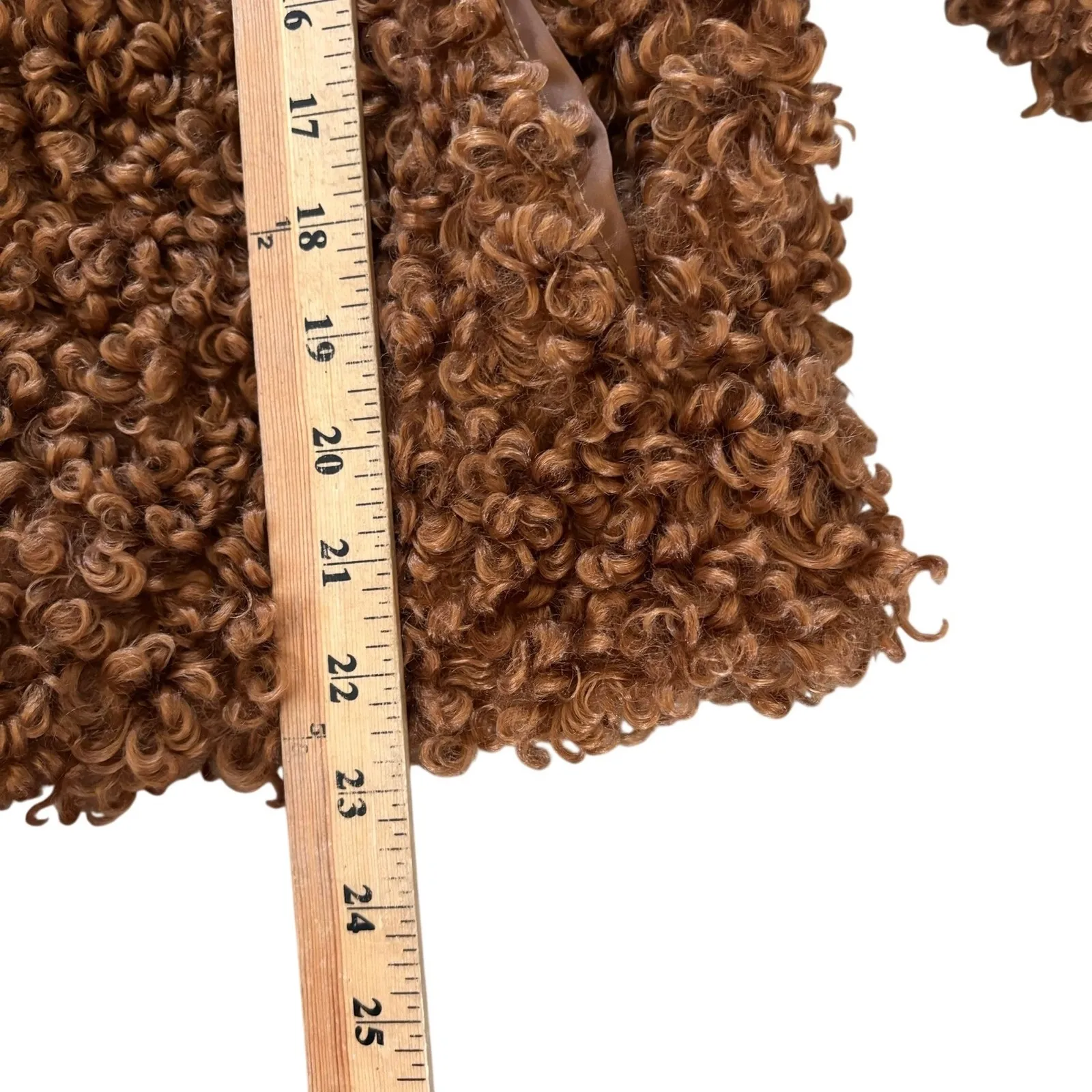 Zara Curly Faux Fur Coat Size M Brown Teddy Jacket Maximalism Shearling - Image 5