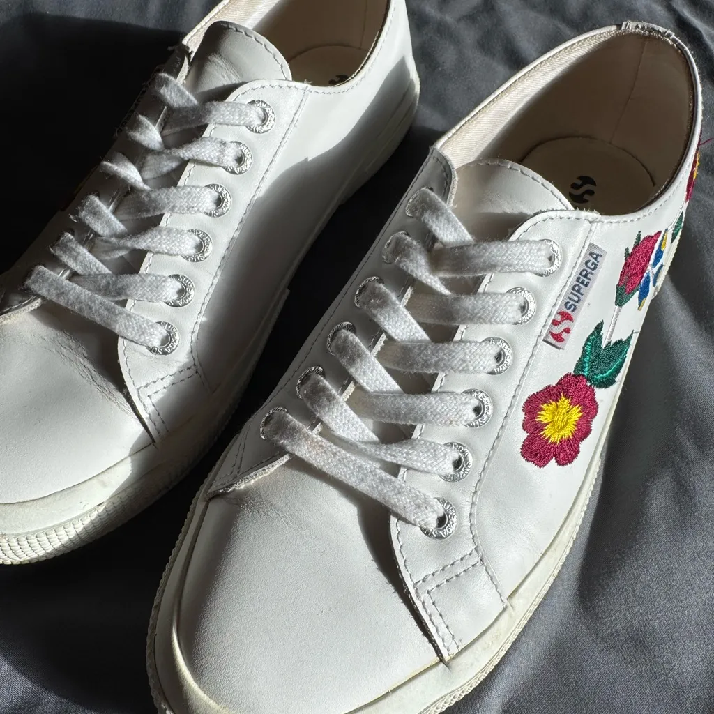 Superga Women's White Sneakers with Floral Embroidery - Image 2
