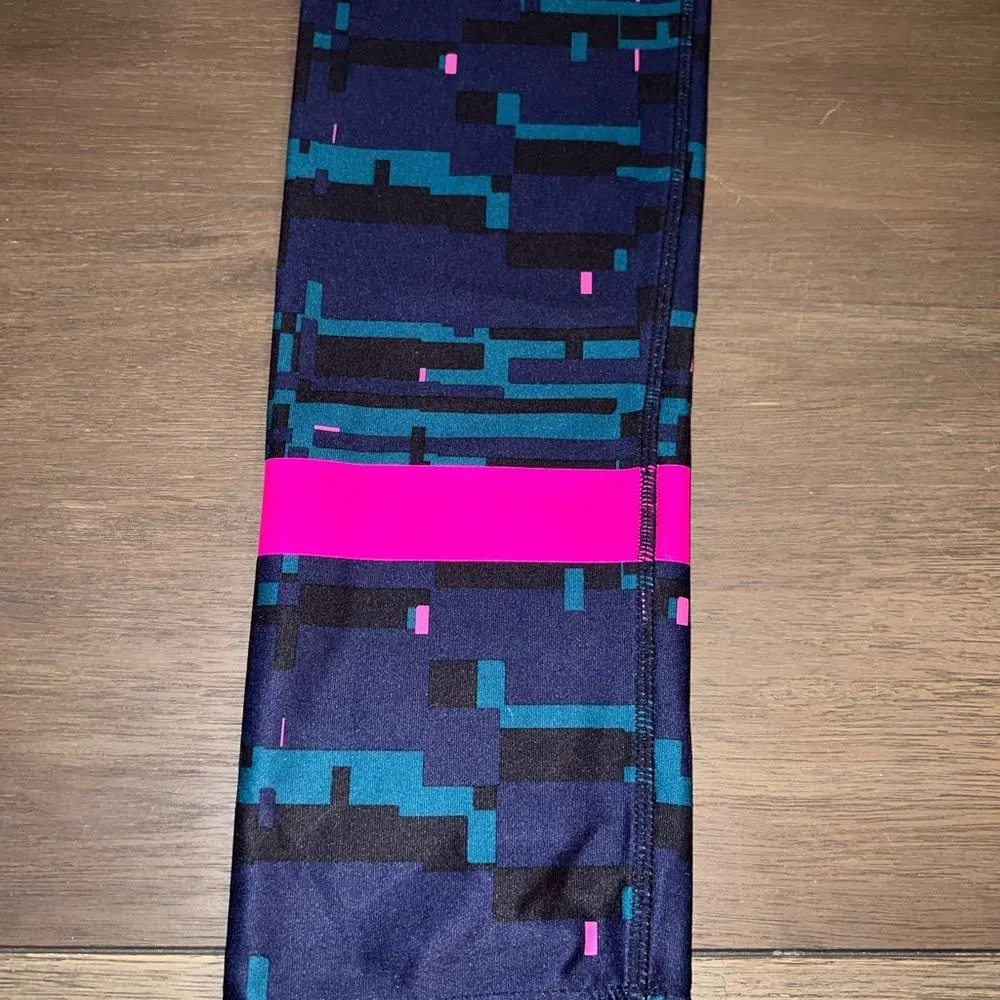 Vibrant Pink and Teal Leggings Large Blue - Image 4