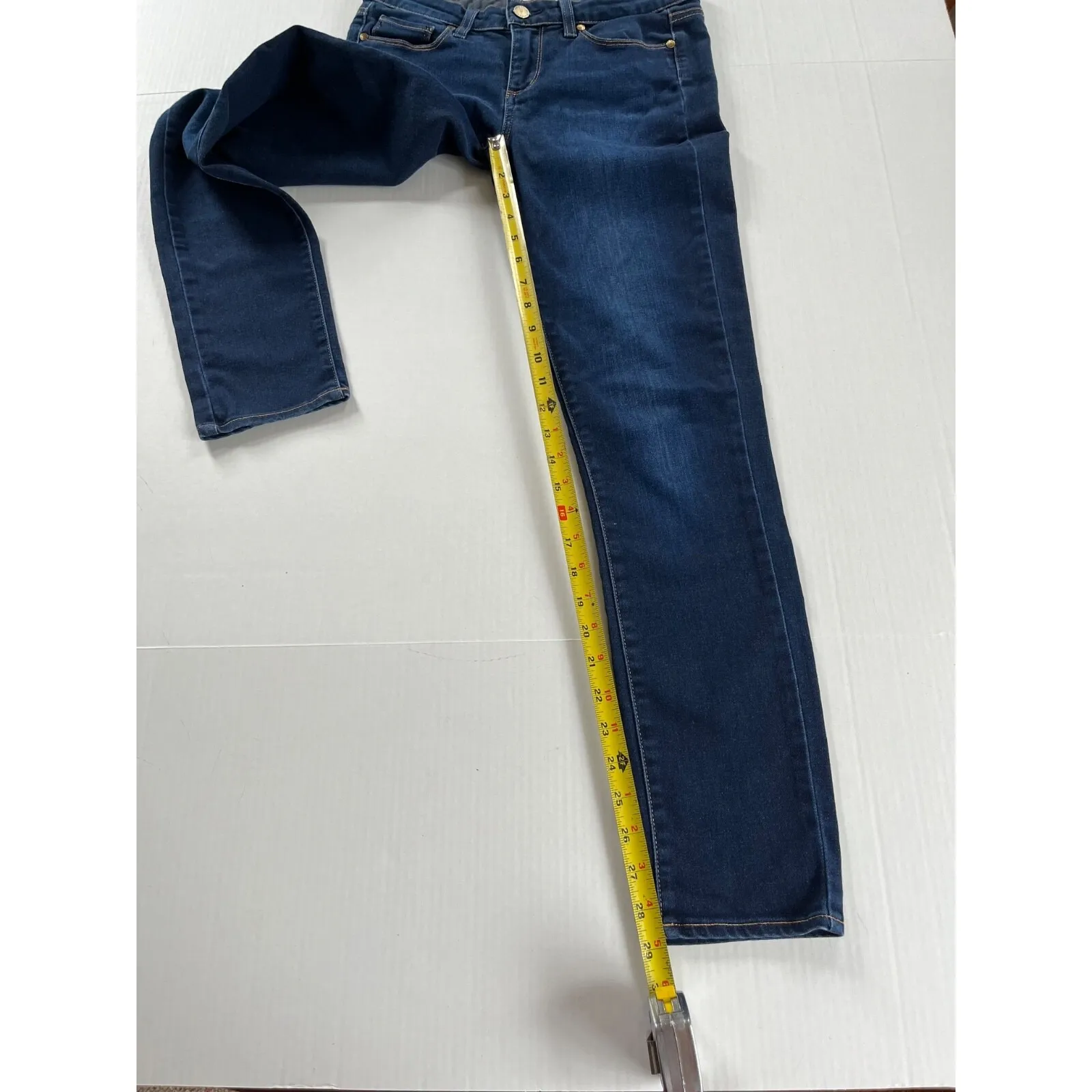 PAIGE Skyline Skinny Jeans Medium Rise Stretch Wash Blue, Size 27 - Image 7