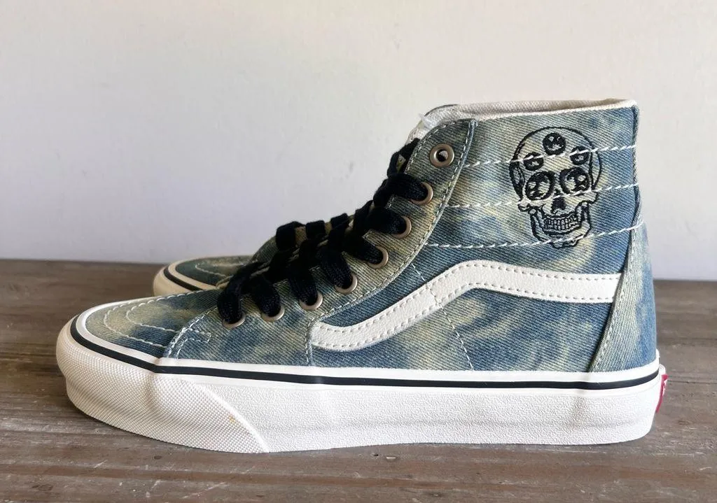 Vans Sk8-Hi Tapered Acid Wash Denim Skull Unisex Shoe Size 8 or 6.5 #B1979 - Image 4