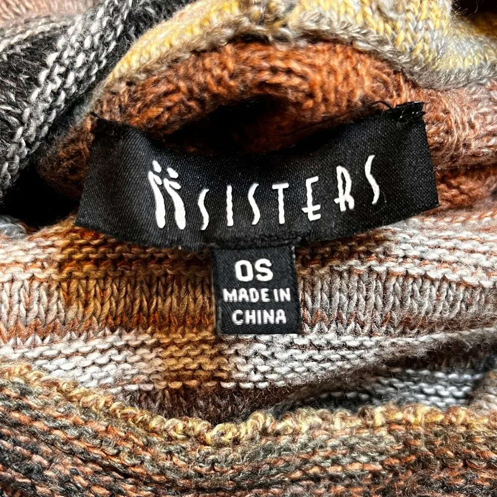 Two Sisters Cowl Neck BoHo Poncho Sweater Fall Lagenlook OS Fall Hippie Ren Fair - Image 11