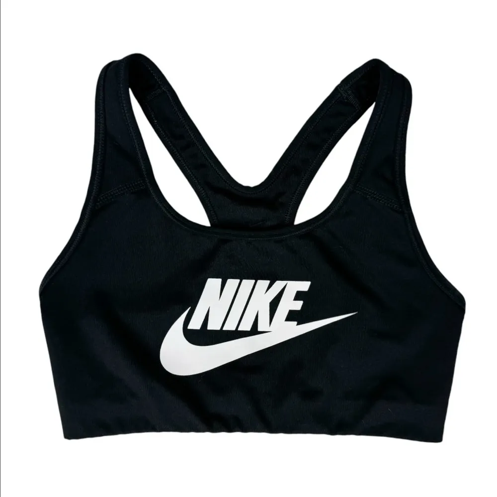 Nike Swoosh Futura Womens Sports Bra Sz XS Black White Dri Fit - Image 2