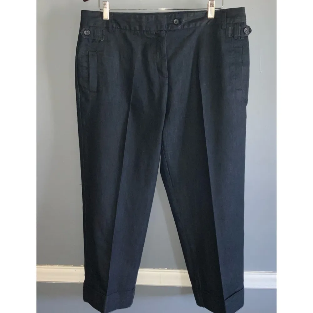 Cato Dark Wash Blue Cotton Blend High Waist Cuffed Casual Capri Pant Size 14 NEW - Image 2