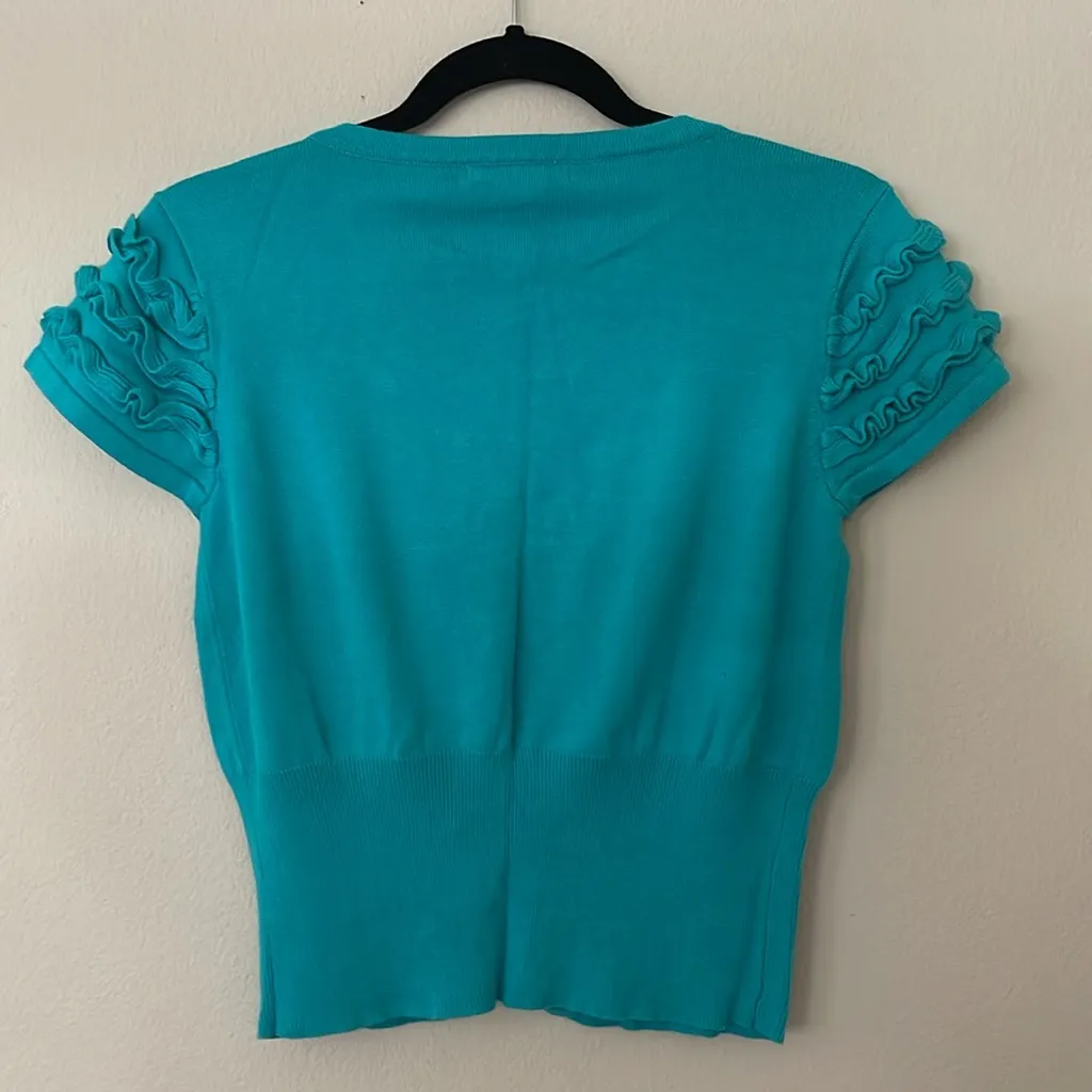 Willi Smith Women's Teal Button-Up Cardigan Size M - Image 7