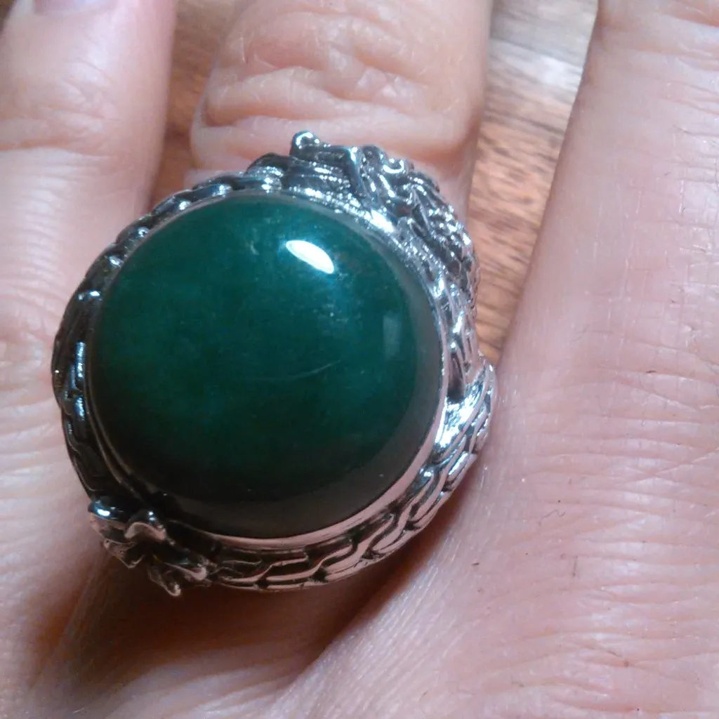 Bali Legacy Green Jade Sterling Silver Dragon Ring (Size 6) - Image 7