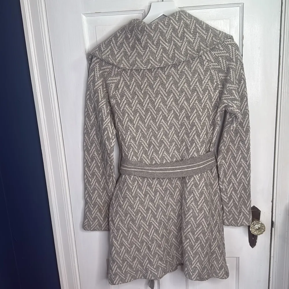Anthropolgie Moth Wool Blend Belted Gray Patterned Cardigan W1244 Sz S - Image 8