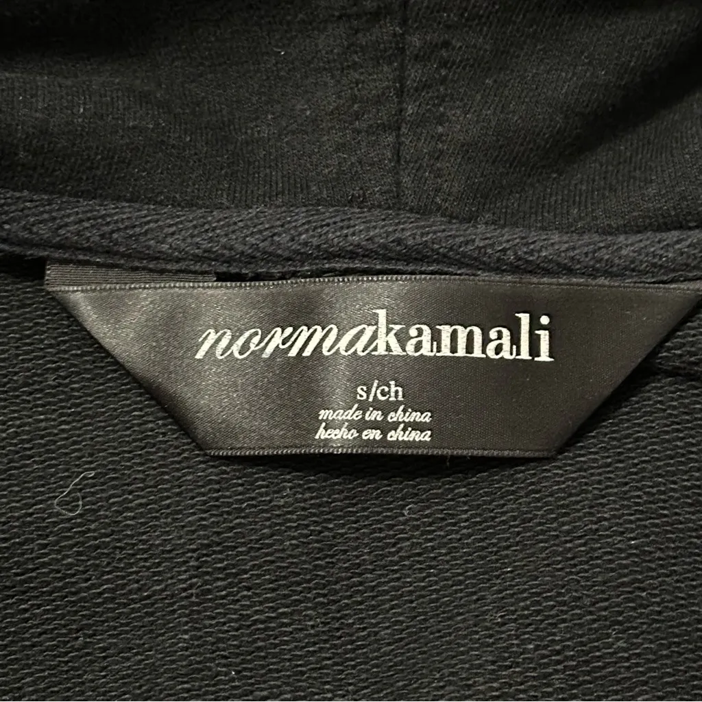 Norma Kamali Women’s S Black Full Zip Peace Sign Graphic Back Hoodie Sweatshirt - Image 5