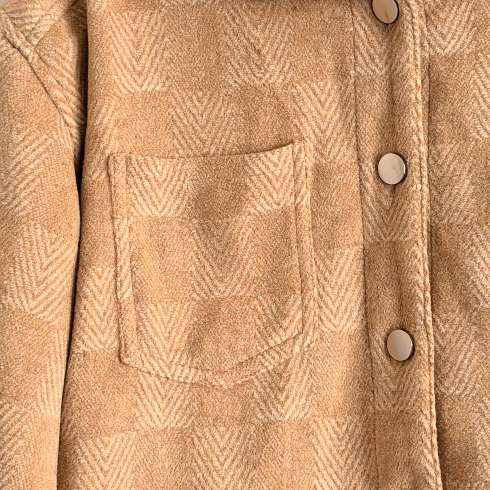 Emory Park The Corral Jacket Sz Sm Tan Textured Button Front Shacket - Image 6