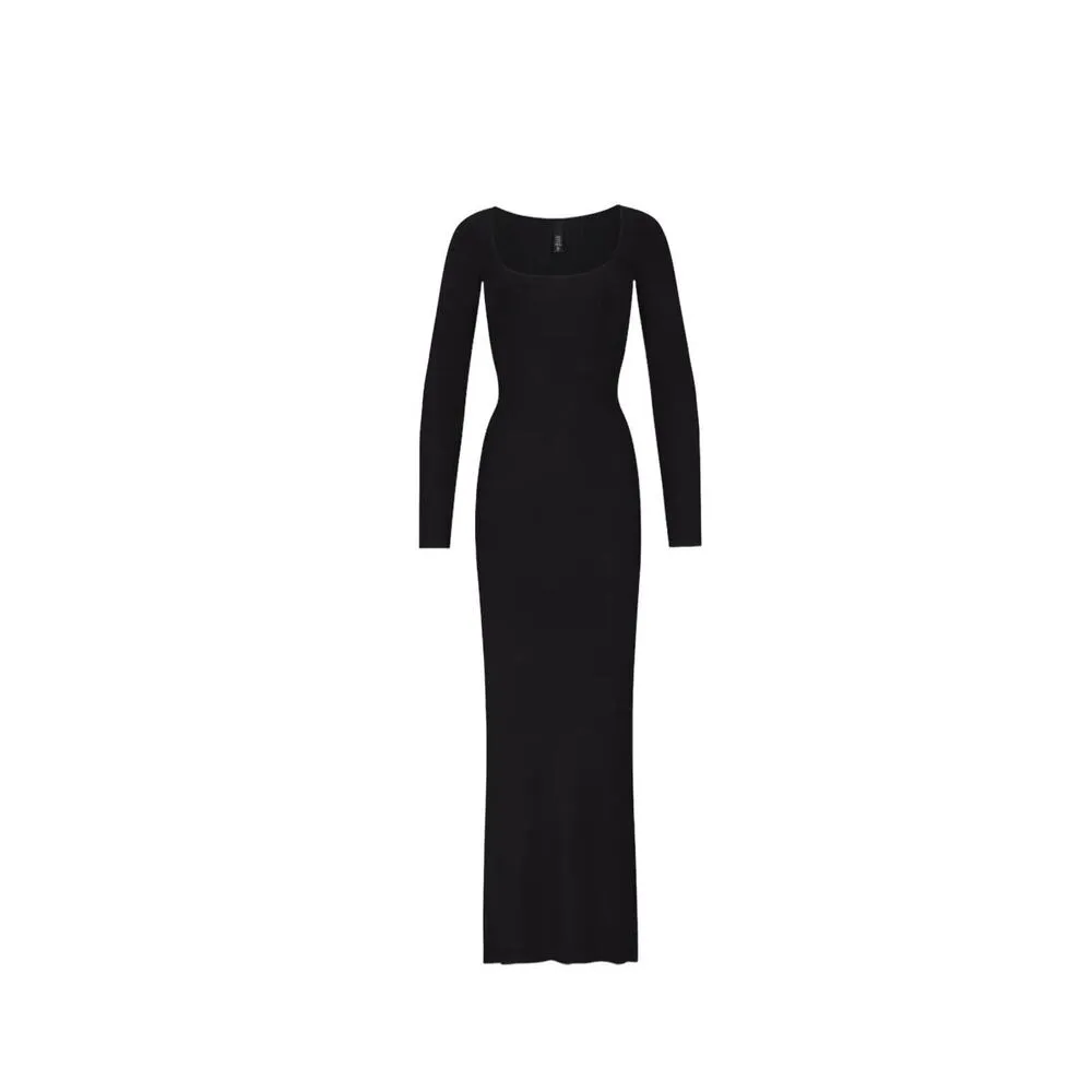 Skims Women's Solid Soft Lounge Long Sleeve Dress Onyx Size Small NWT - Image 2