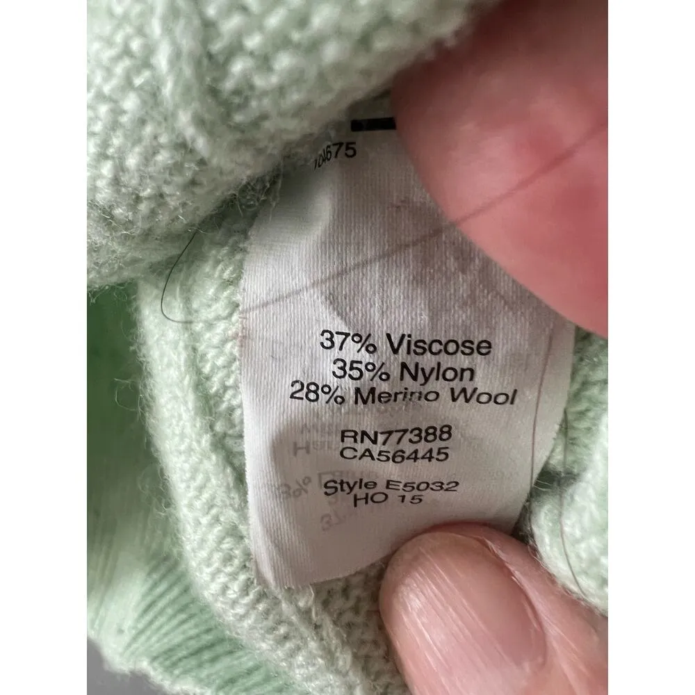 J.Crew Sweater Women's XXS Mint Green Merino Wool Cable Knit Academia Preppy - Image 4