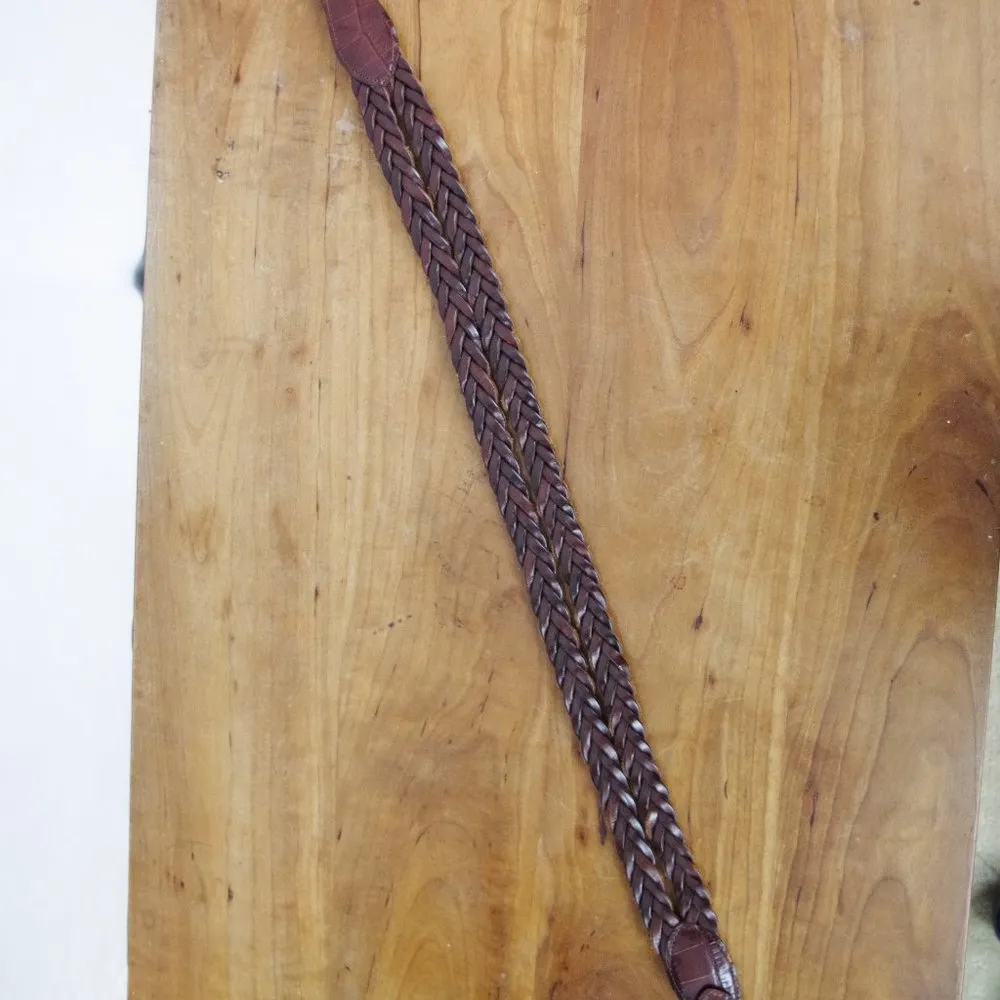 Vintage Ladies' Western Woven Leather Belt Small Brown - Image 8