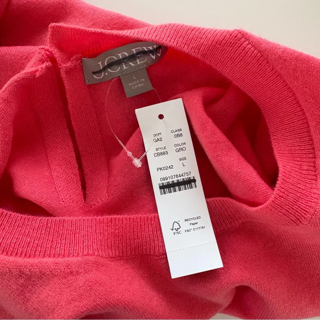NWT J. Crew Featherweight Cashmere-blend Cropped Sweater Shell Garden Rose Pink - Image 4