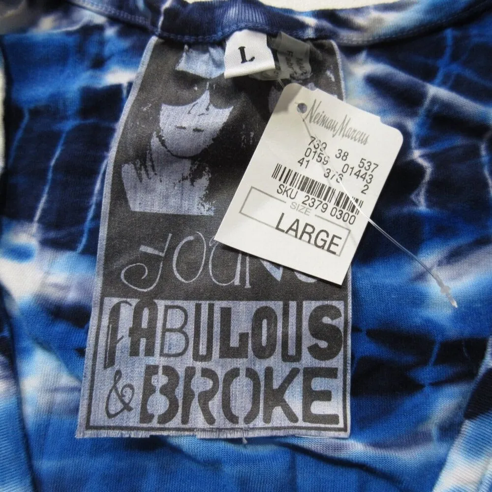 NWT Young Fabulous & Broke Araya in Blue White Tie Dye Ruched Jersey Dress L - Image 3
