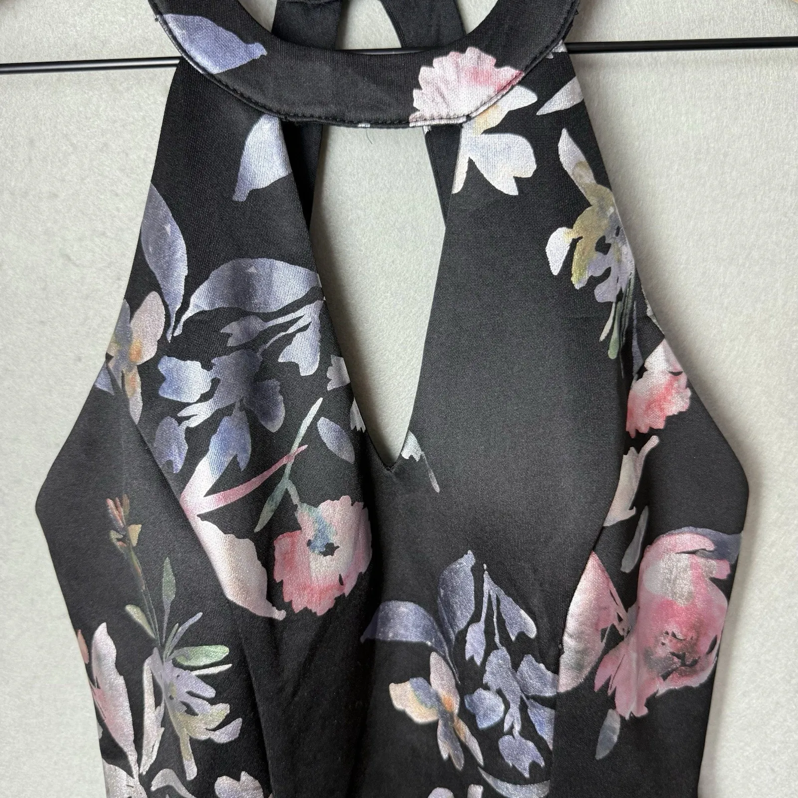 BCX Dress Floor Length High-Neck Maxi Dress Black Floral Print Women’s Size 3 - Image 5