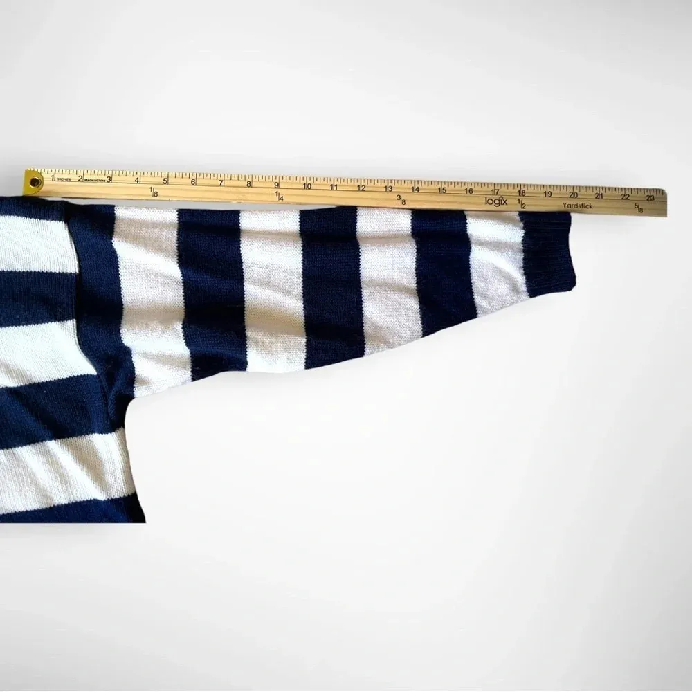 MATTHEW & DAVID Vintage White And Navy Striped Sweater With Collar | EUC Size undefined - Image 5