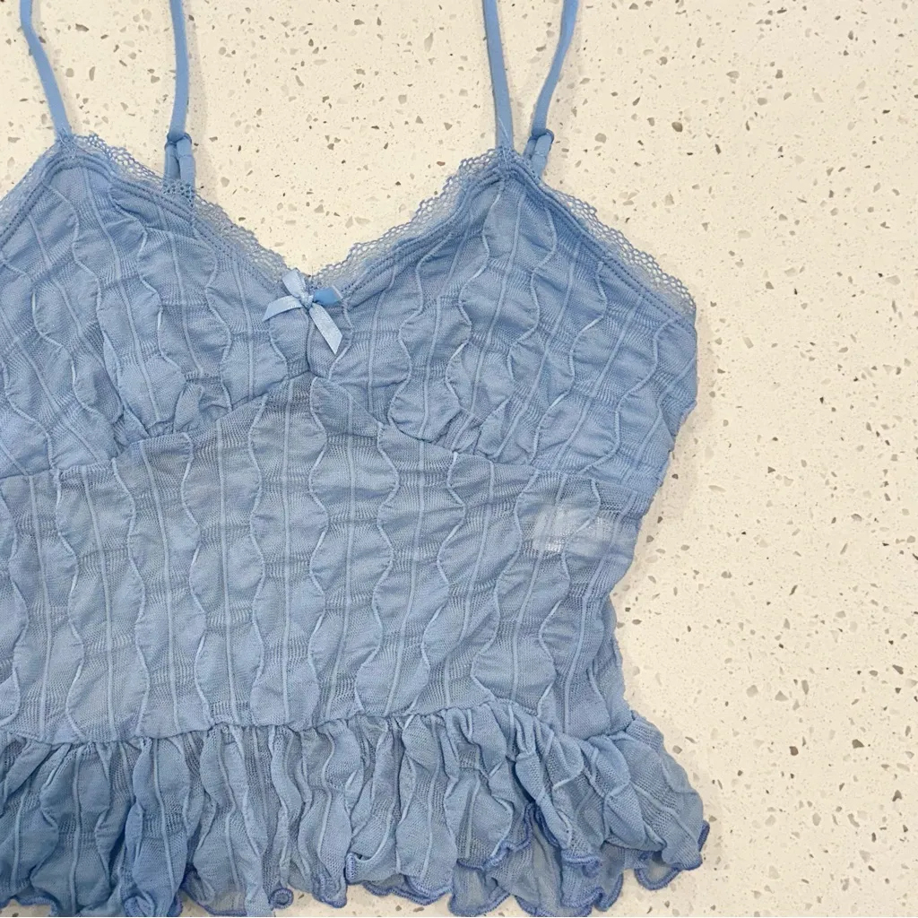 Heart Hips Soft Light Blue Textured Camisole Top - Image 3