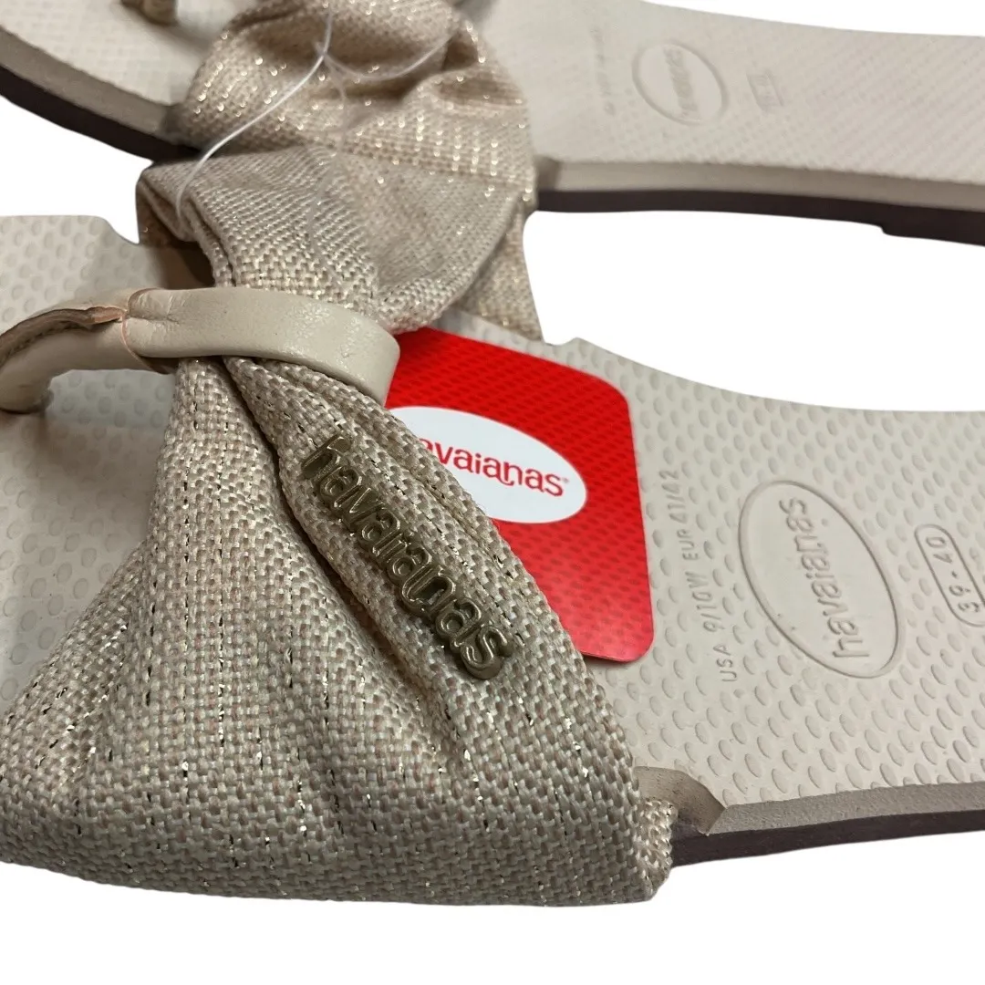 Havianas Women's You St. Tropez Shine Flat Flip Flops Slip On Sandals Size 9 NWT Gold - Image 4