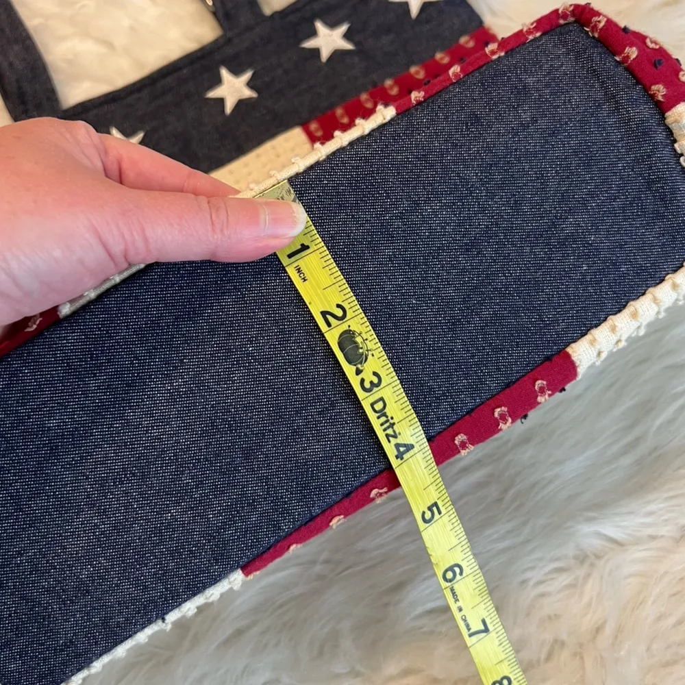 Vintage Boyds Home Collection Tote Bag Americana Patriotic Chambray Bear Stars - Image 10