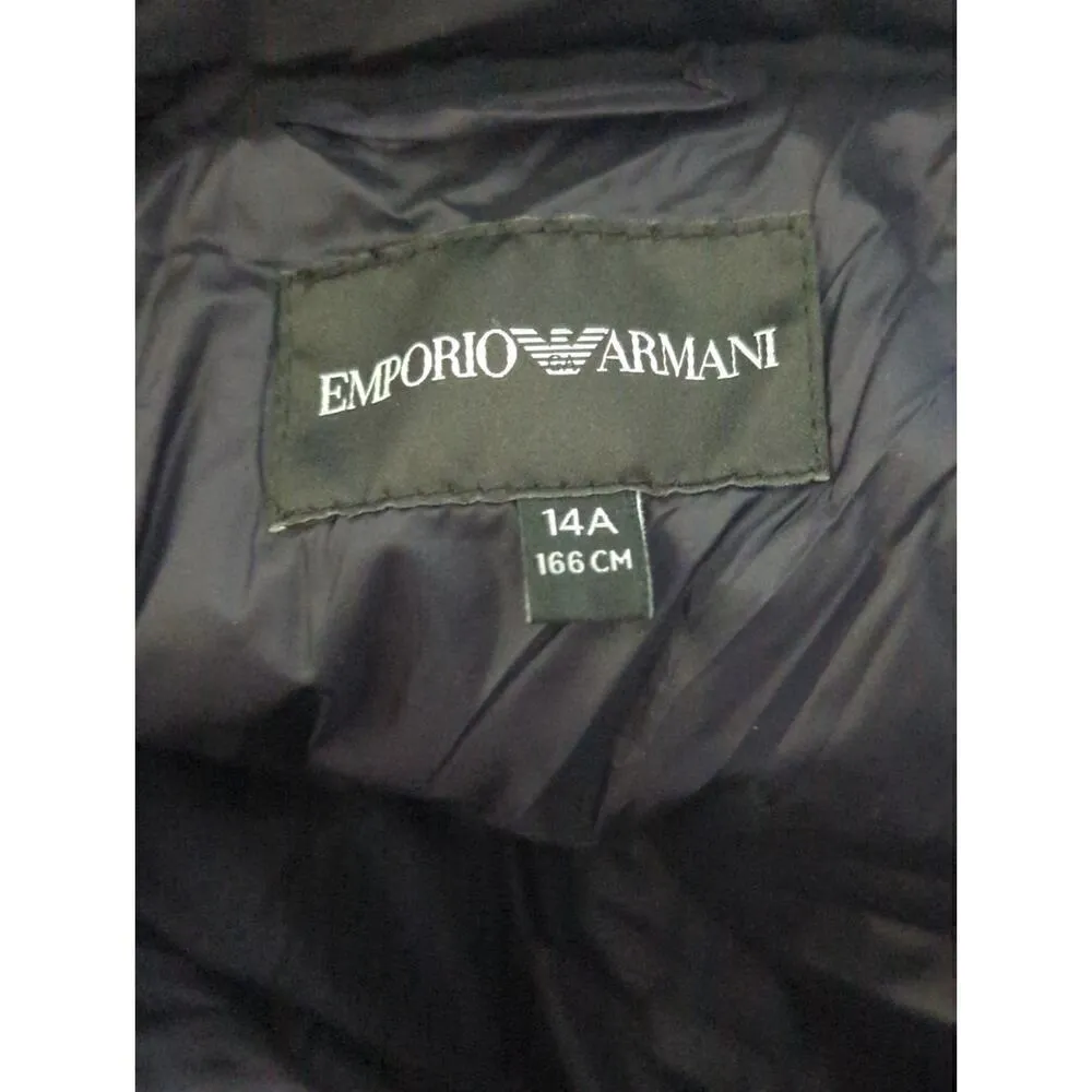 Emporio‎ Armani Women's Detachable Zipper Hoody Puffer Jackets Navy Blue Size L - Image 12