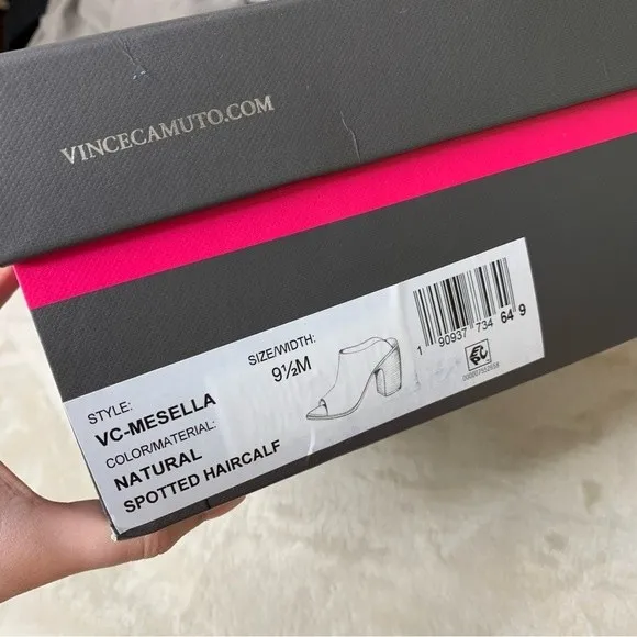 Vince Camuto Mesella Natural Spotted Calf Hair Mules Size 9.5 - Image 7