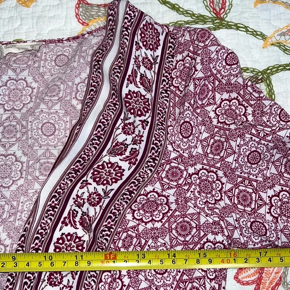 altar'd state small bohemian romper deep v-neck purple white long sleeves flowy - Image 3