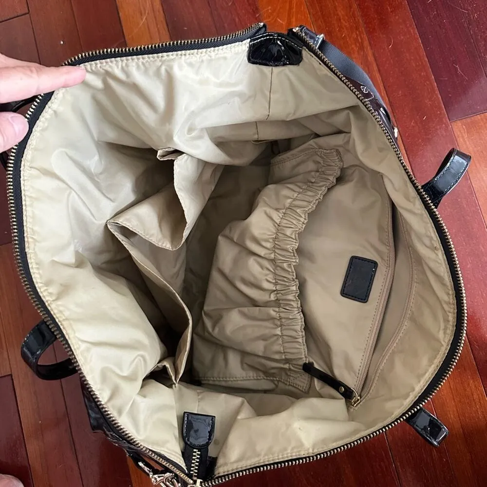 Kate Spade Mai Tai Drinks Tote Bag Weekender Black Vinyl Vacation Island Baby - Image 6