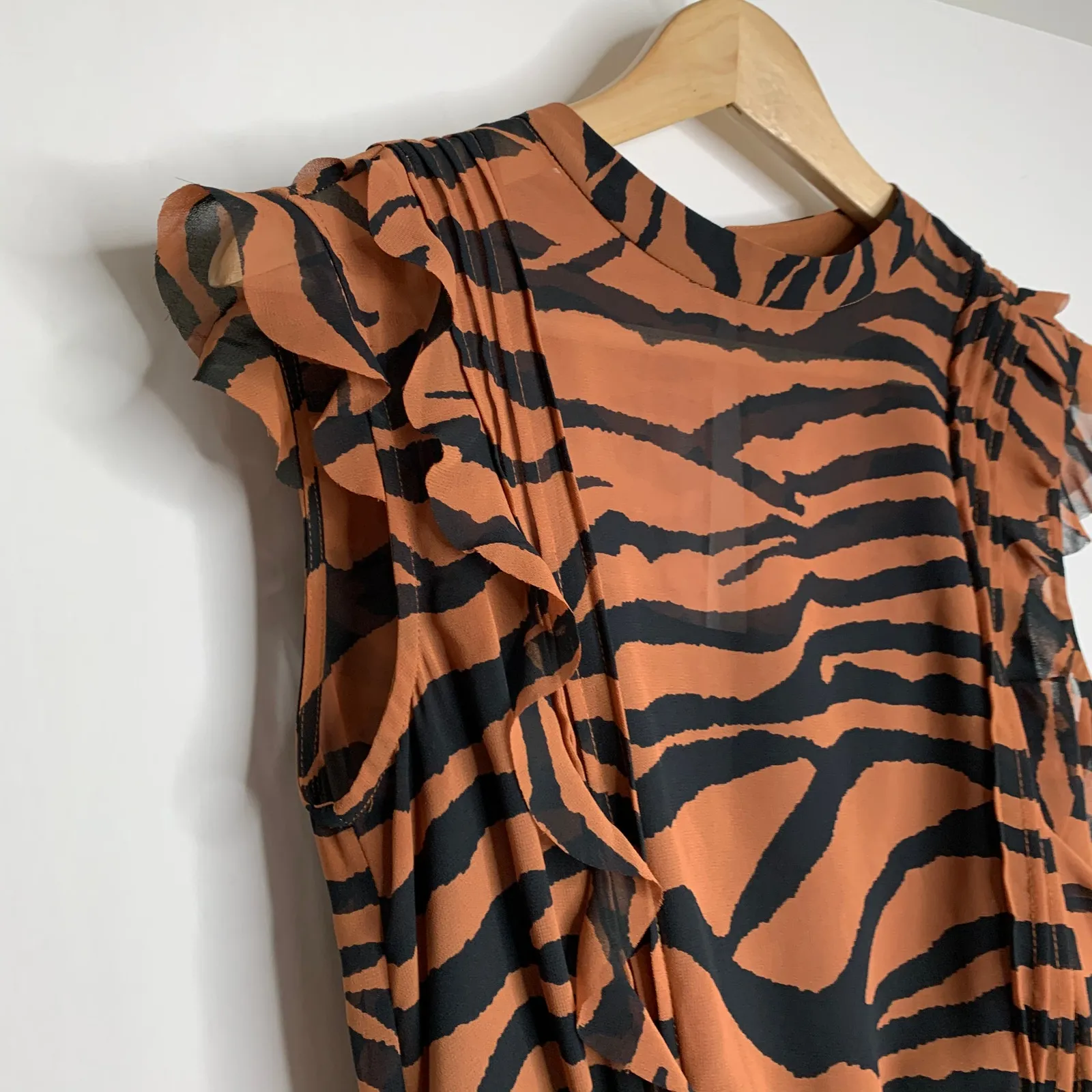 ALL SAINTS Hali Zephyr Zebra Print Mini Ruched Dress Womens 4 - Image 11