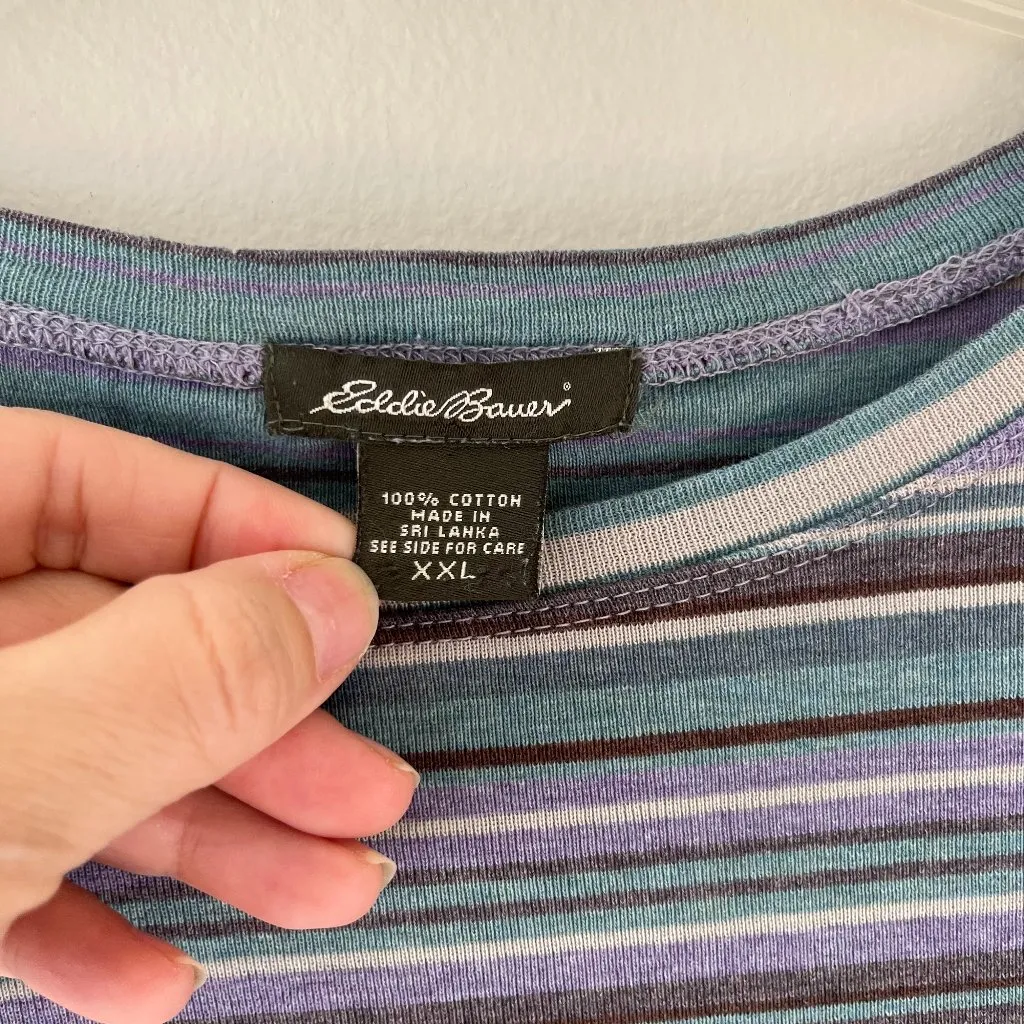 Eddie Bauer Sz XXL Women Striped Long Sleeve Shirt Pullover Stretch Long Sleeves - Image 3