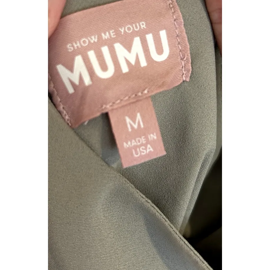 Show Me Your Mumu Jasmine Halter MIDI Dress Moss Green Crisp M - Image 3