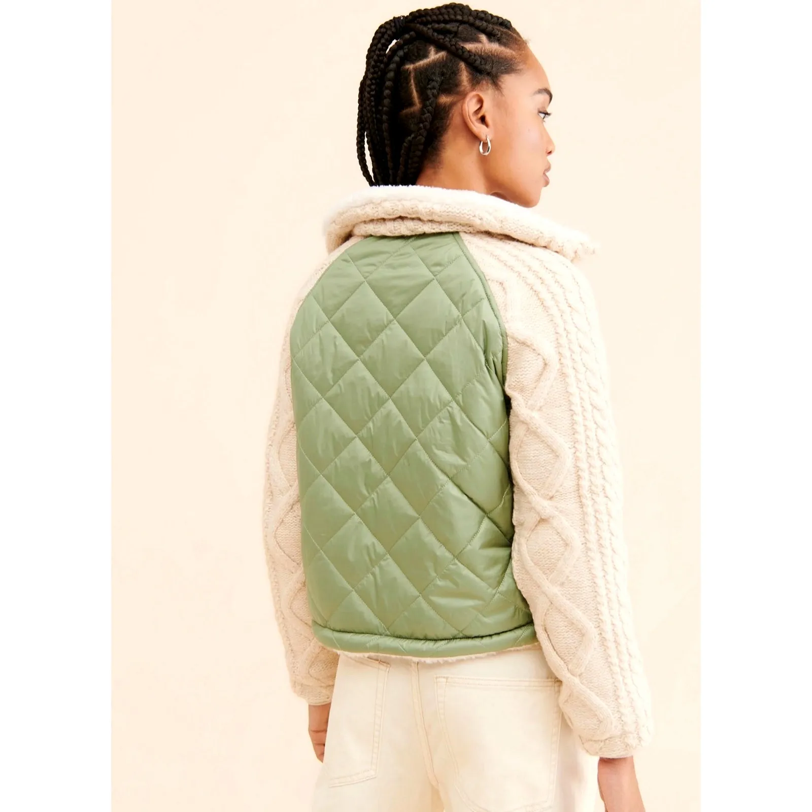 Free People BlankNYC Going Public Sweater Mix Jacket Multi Size L - Image 5