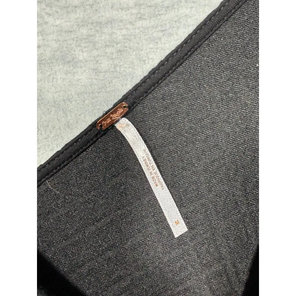 Free People Black Textured Sleeveless Drop Waist Dress M Easy Street Casual‎ - Image 5