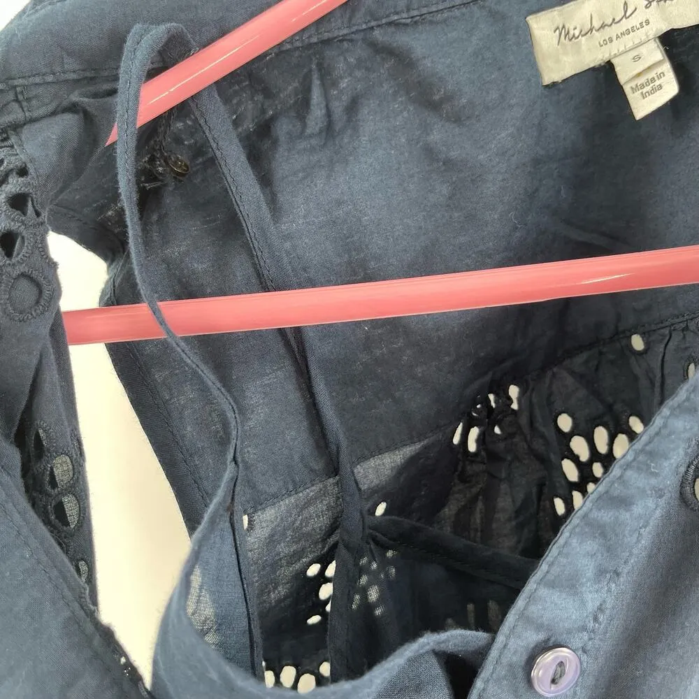 NEW MICHAEL STARS Dress Size Small Bernadette Navy Eyelet Cotton Shirtdress NWOT - Image 8