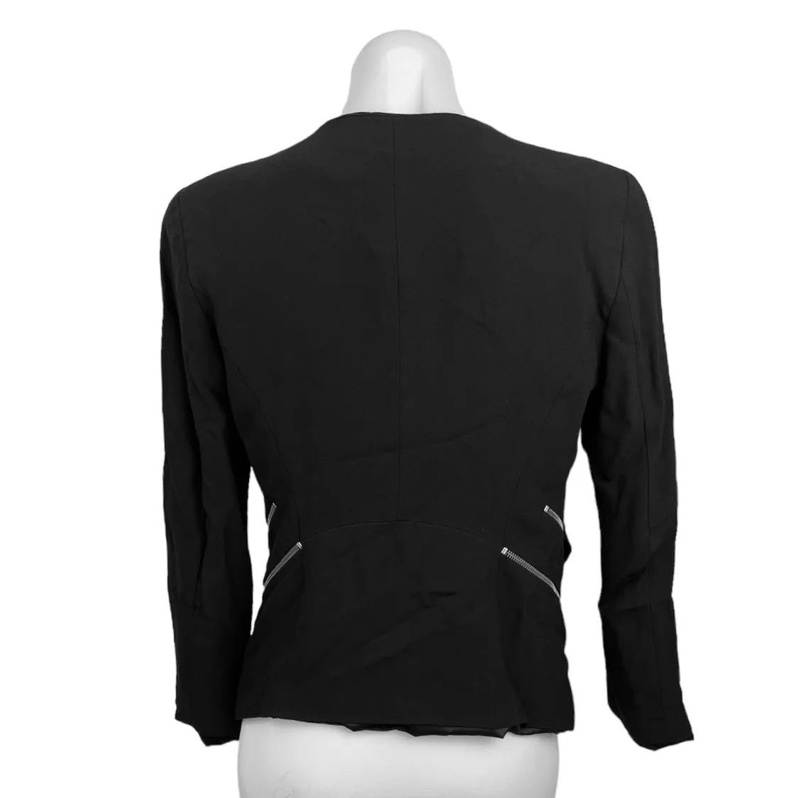 Zara Woman Black Open Front Pockets Business Career Office Blazer Coat Jacket M - Image 2