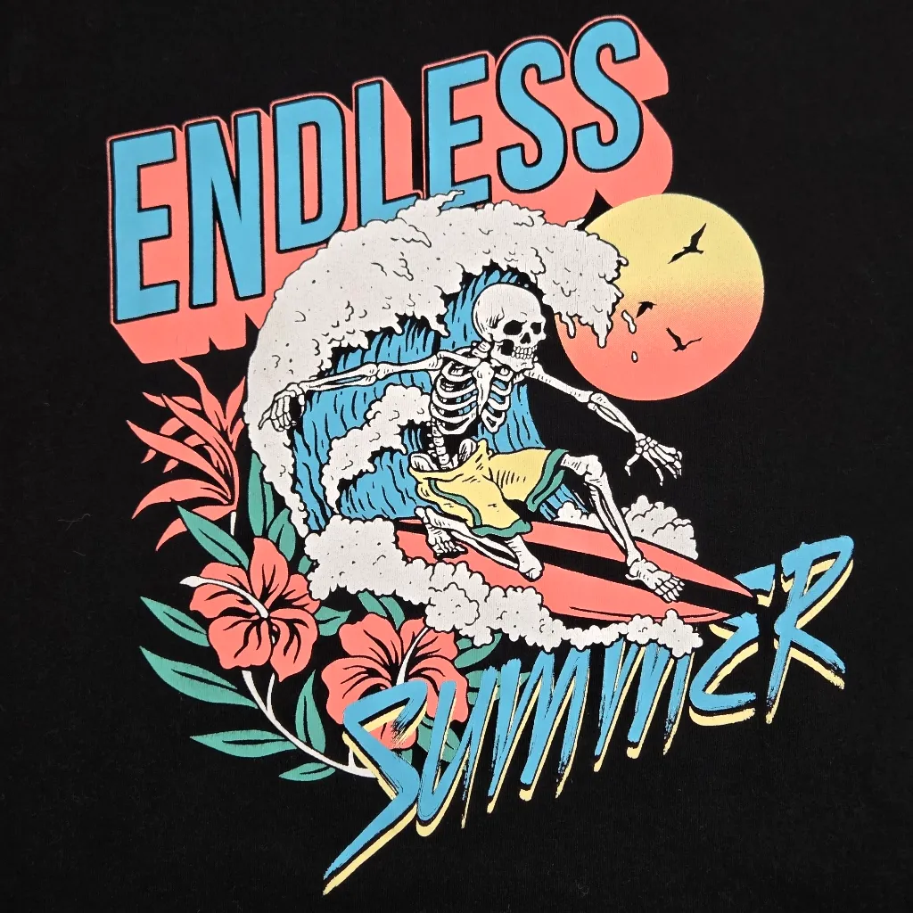 Organic Generation Black Graphic Short Sleeve Crop‎ Tee Endless Summer Skeleton Size XS - Image 5