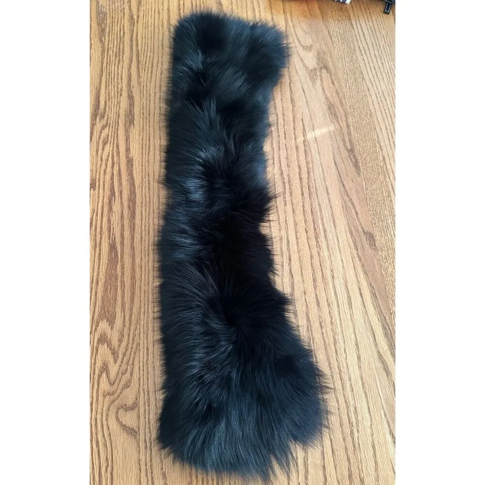 Ladies Women’s Genuine Fur? Collar Scarf Stole Vintage 60 Winter Neck Warmer S Black - Image 4