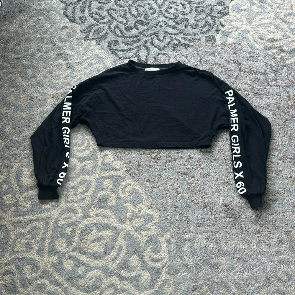 Elizabeth Sulcer X Miss Sixty Palmer Girls Long Sleeve Crop Top Black XS - Image 2