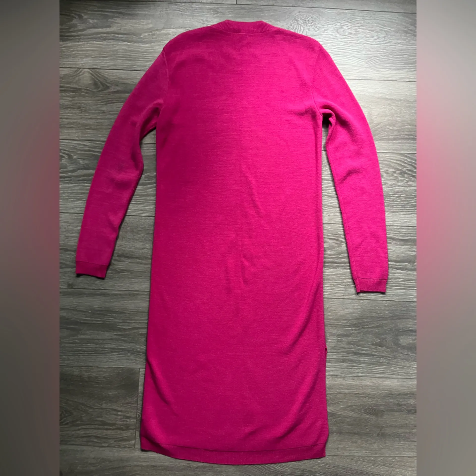 Free People Pink Long Sleeve Midi Crew Fall Winter Slit Sweater Dress Size S - Image 2