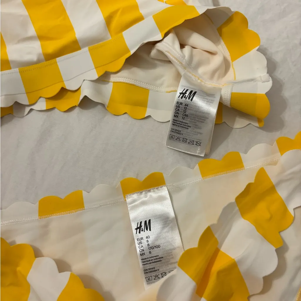 H&M Bikini Set Yellow White Striped M/L - Image 4