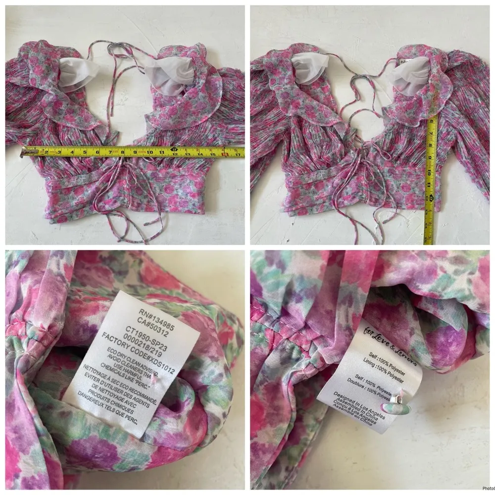 For Love and Lemons Saylor Blouse in Pink Balloon Pleats Sleeves Size XS - Image 12