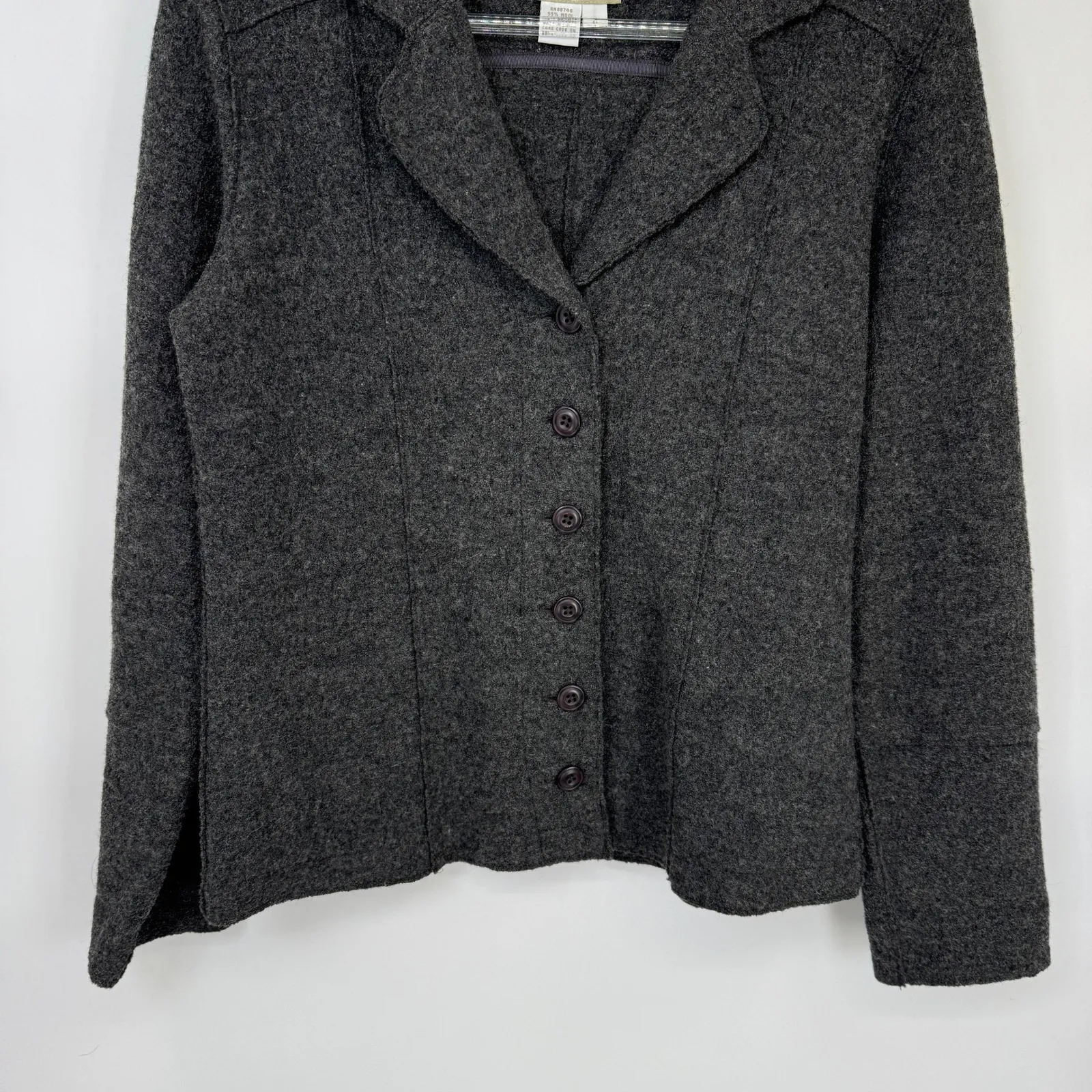 The Territory Ahead Charcoal Wool Blend Blazer Jacket Womens Small Button Front - Image 3