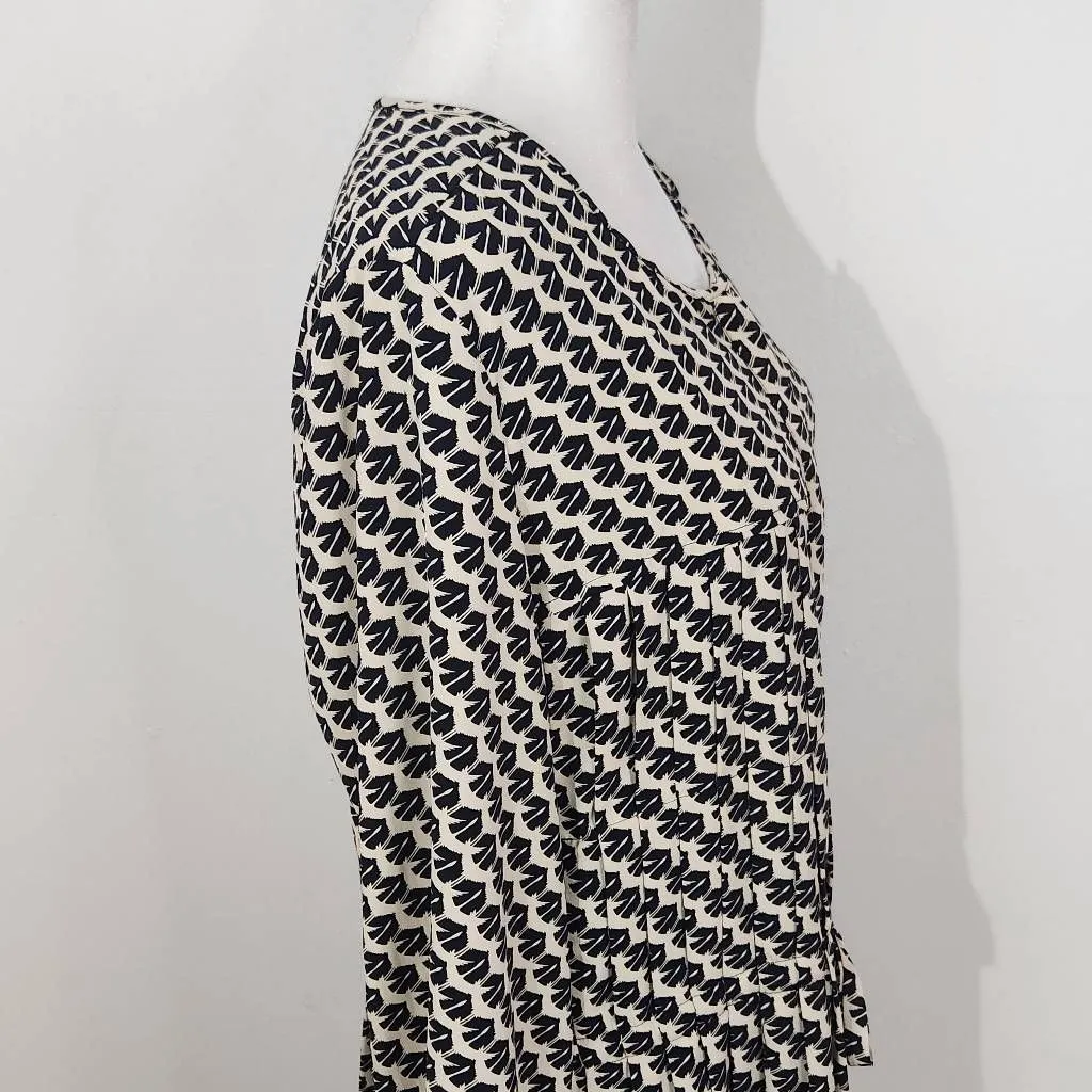 Maeve Black and Cream Print Tunic Graphic Print Dropwaist Tunic Size Medium - Image 5