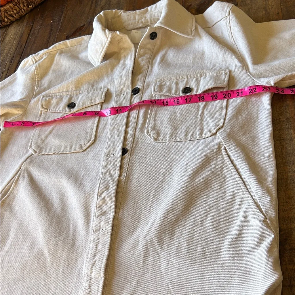 H&M  Beige Oversized Denim Jacket - Image 8