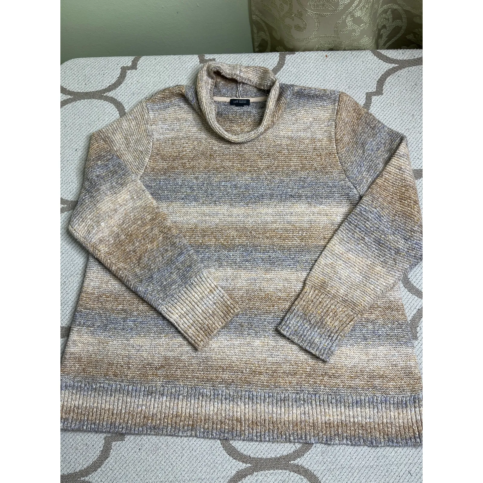 J. Jill Wearever Funnel Neck Tunic Sweater Funnel Neck Striped sweater, size XL Tan - Image 3