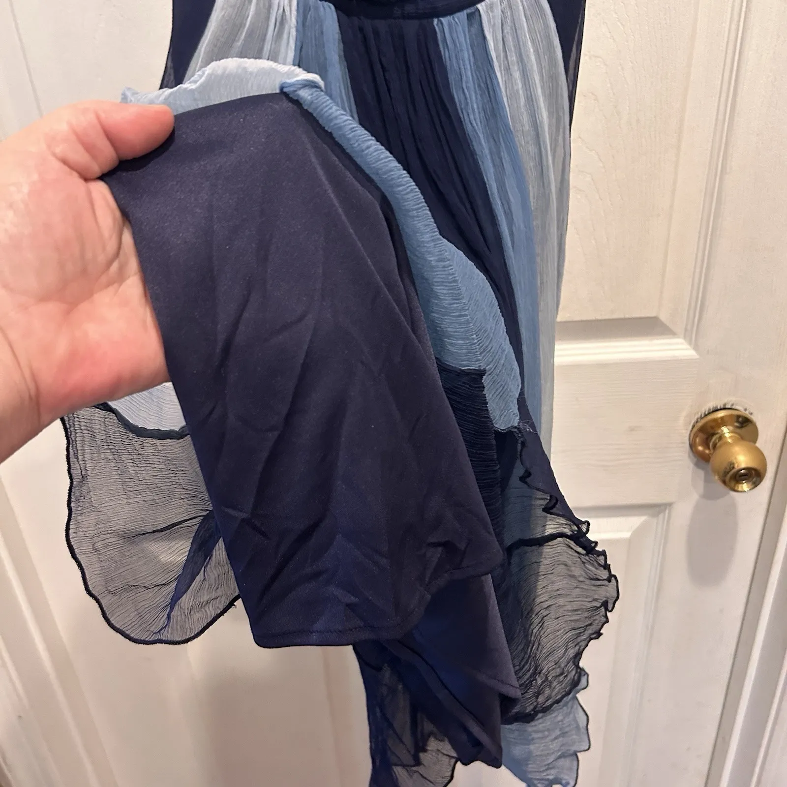 Robbie Bee Size 8 Y2K Fairy Whimsigoth‎ Blue Silk Chiffon Dress Princess Waist - Image 7