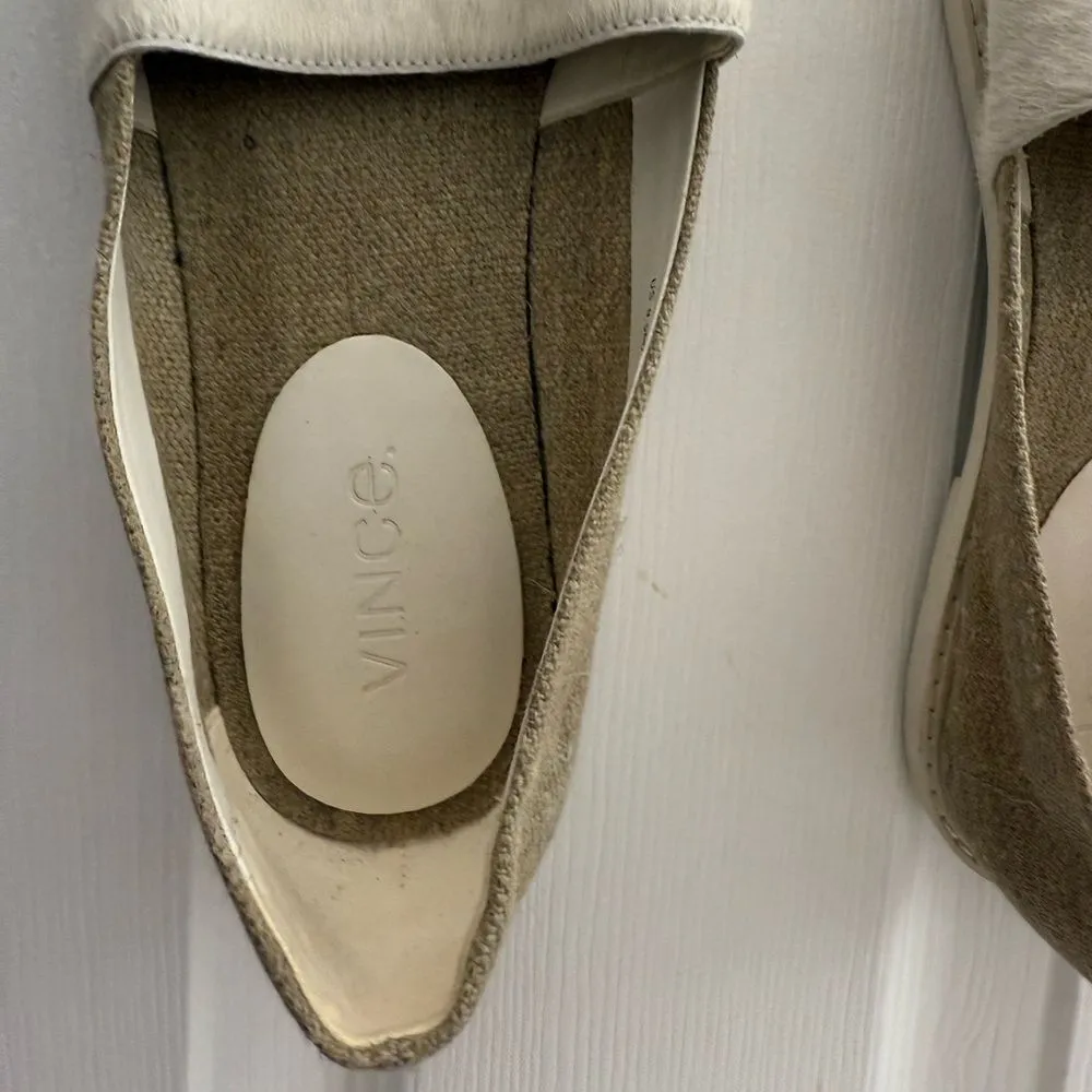 Vince Women's Italian calfskin Cream/white espadril Slip-On Shoes size 9.5 - Image 4