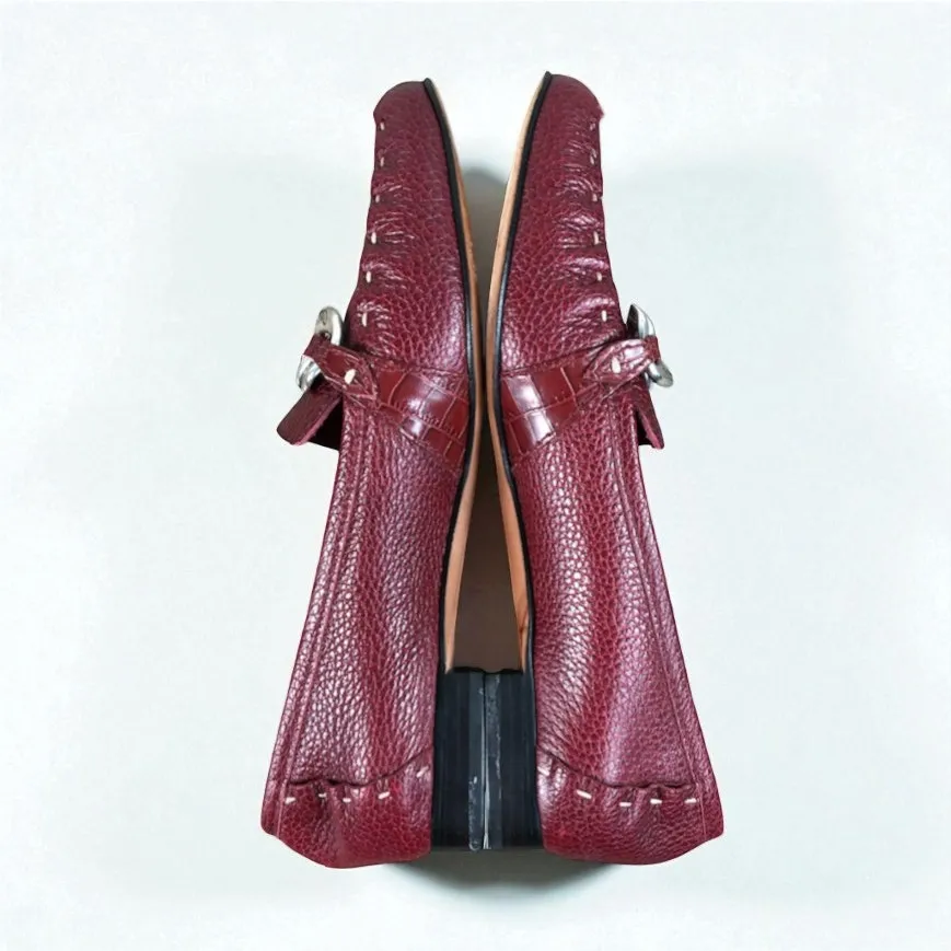 BRIGHTON Klee Leather Slip On Loafer W's 7.5 Burgundy Retro Classic Made Brazil - Image 7
