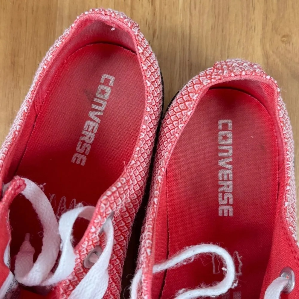 Converse Chuck Taylor All Star Ox Textured Canvas Sneakers Coral Ultra Red 8 - Image 9