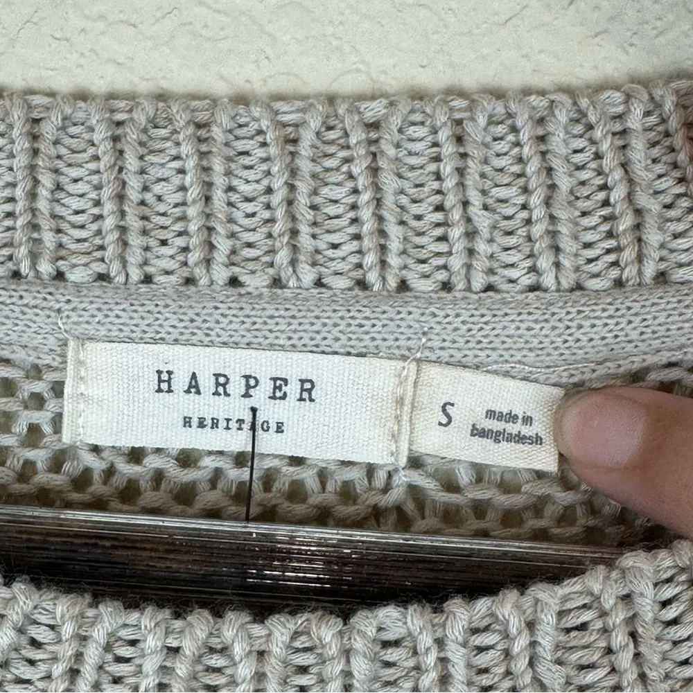 NWT Harper’s Heritage long sleeve knit elbow patch coco cream sweater women S Brown - Image 10