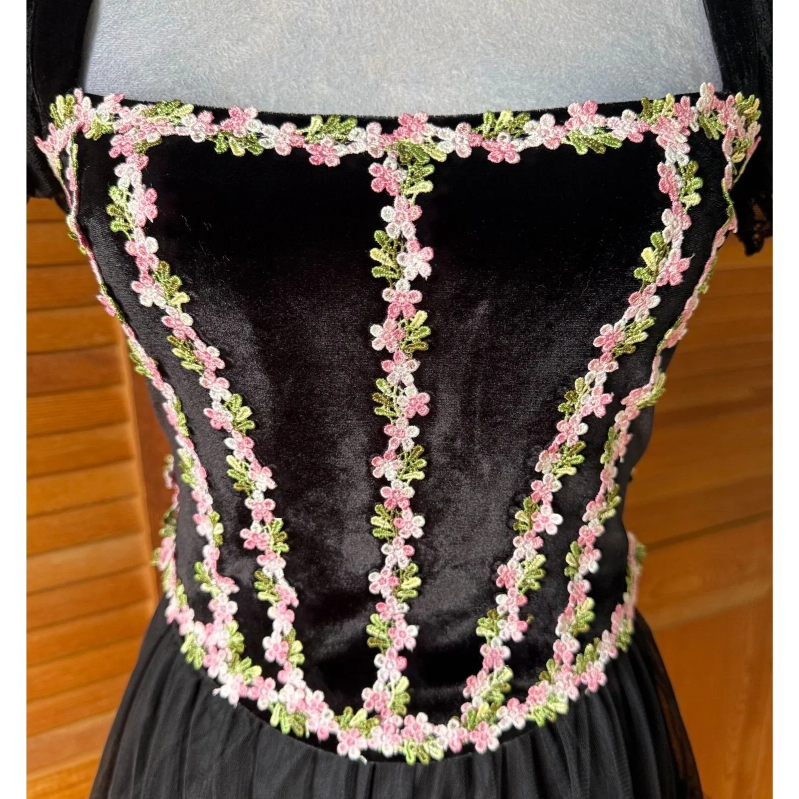 Dolls Kill Gothic Victorian Dark Fairycore Black Velvet Lace Tulle Outfit Set XS - Image 3